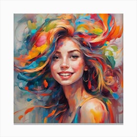 Girl With Colorful Hair Canvas Print