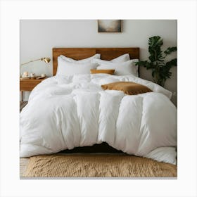 A Photo Of A Bed With A Large (5) Canvas Print