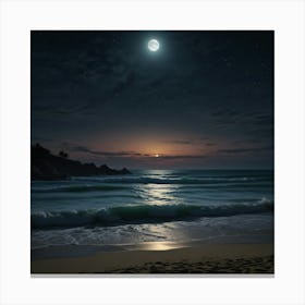 Beach At Night Canvas Print