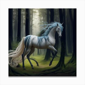 Unicorn In The Forest Canvas Print