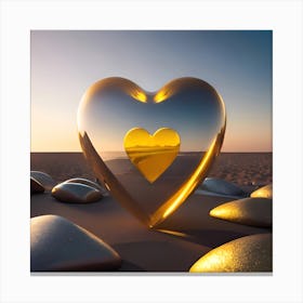 Beach Love , Heart at the Beach Canvas Print