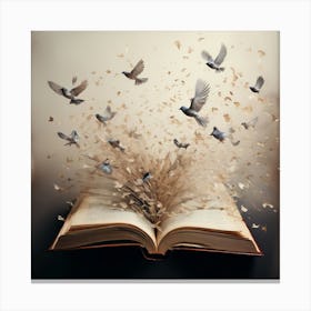 Open Book With Birds Flying art print Canvas Print