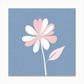 A White And Pink Flower In Minimalist Style Square Composition 71 Canvas Print