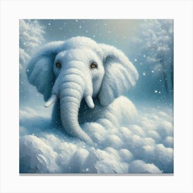 Elephant In Snow 1 Canvas Print