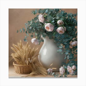 Peonies In A Vase Canvas Print