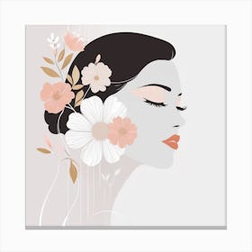 Portrait Of A Woman With Flowers 13 Canvas Print