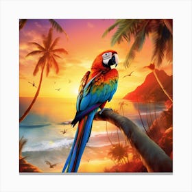 Parrot At Sunset 1 Canvas Print