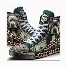 Money Dog Shoes Canvas Print
