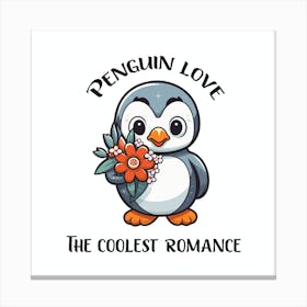 Penguin Love Coolest Valentine Canvas Print