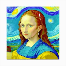 A Youthful Mona Lisa Reborn in Art Canvas Print