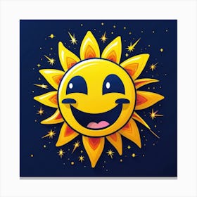Lovely smiling sun on a blue gradient background 15 Canvas Print