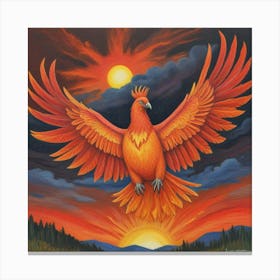 Fiery Phoenix Rising A Symbol Of Rebirth And Power (4) Canvas Print