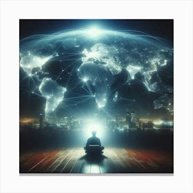 Man Sitting In Front Of The World Canvas Print