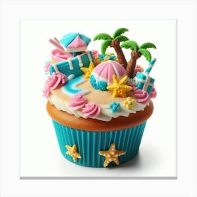 Beach Themed Cupcake Canvas Print