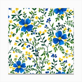 Blue And Yellow Flowers 1 Canvas Print