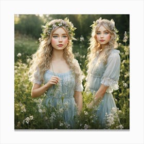 Two Girls In A Field Canvas Print