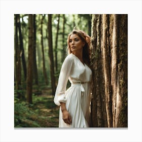 Beautiful Woman In The Forest 2 Canvas Print