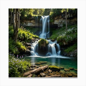 The Breathtaking Beauty Of A Cascading Waterfall Canvas Print