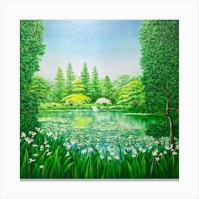 An Extended Journey Through The Lush Tropical Foliage Of A Japanese Garden Featuring Vivid Green L Canvas Print