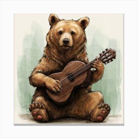 Bear Playing Guitar 4 Canvas Print