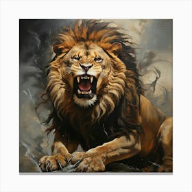 Lion Roaring Canvas Print