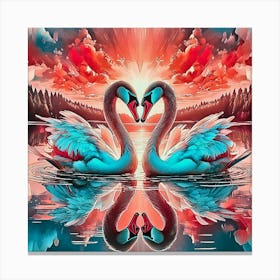 Swans In Love 4 Canvas Print