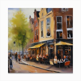 Amsterdam cafe coffee .oil artwork .3 Canvas Print