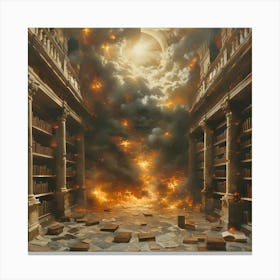 Library In Flames, Impressionism and Realism Canvas Print