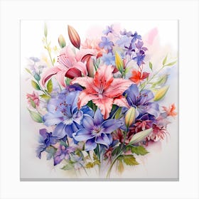 AI Ethereal Watercolor Blooms Canvas Print