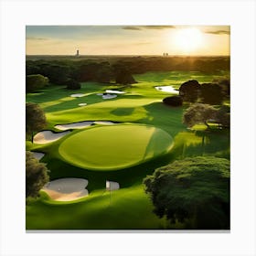 Golf Course At Sunset 9 Canvas Print