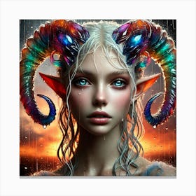 Elven Girl With Horns 22 Canvas Print