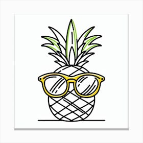 Thick Lines and Vivid Colors: A Pop Art Print of a Pineapple with Sunglasses Canvas Print