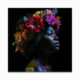 Afro-American Woman With Flower Crown Canvas Print