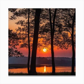 Sunset Over The Lake 10 Canvas Print