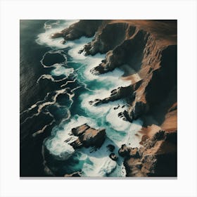 Aerial View Of Cliffs And Ocean Canvas Print