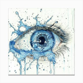 Blue Eye Water Splashes Crying Canvas Print