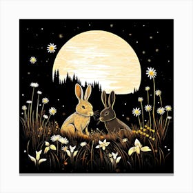 Rabbits In The Meadow Canvas Print