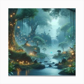 Fireflies In The Forest Canvas Print