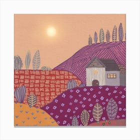 Warm Landscape And Patterns Square Canvas Print