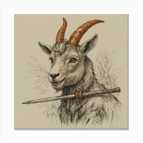 Goat Head With Sword Canvas Print