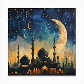 Muslim Mosque At Night 4 Canvas Print
