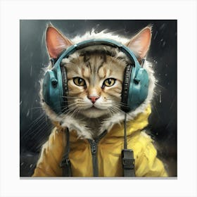 Cat With Headphones 3 Canvas Print