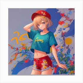 Anime Girl In Shorts Canvas Print