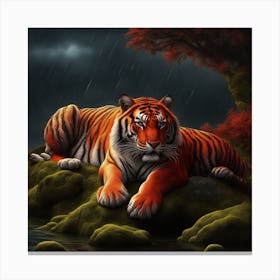 Tiger In The Rain 2 Canvas Print