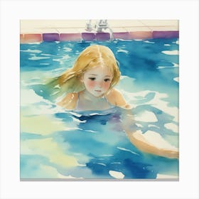 Girl In The Pool Canvas Print