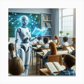 Robot Teacher In Classroom 1 Canvas Print