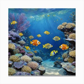 Beneath the Surface: A Colorful Adventure Clown Fishes Canvas Print