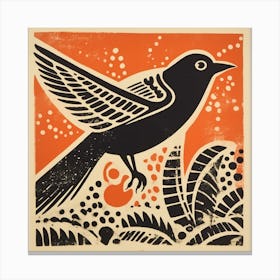 Retro Bird Lithograph Cuckoo 3 Canvas Print