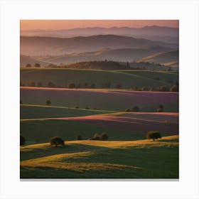 Sunset Over Rolling Hills Canvas Print