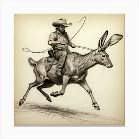 Cowboy Riding A Donkey Canvas Print